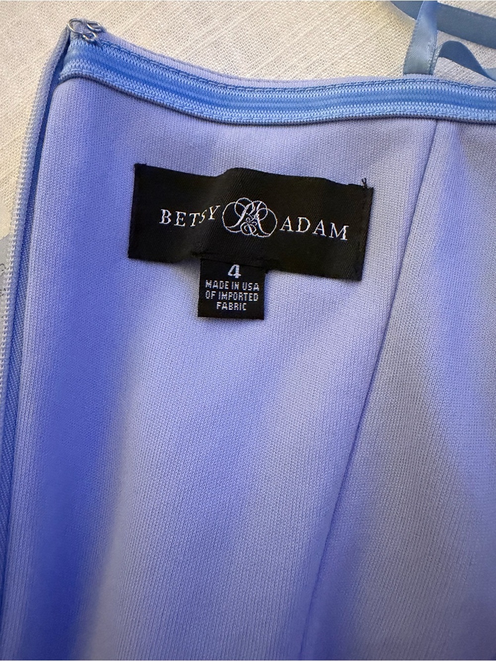 Betsy & Adam Strapless Ruched Scuba Gown Periwinkle Blue Formal Dress Size 4 NWT - Picture 9 of 11